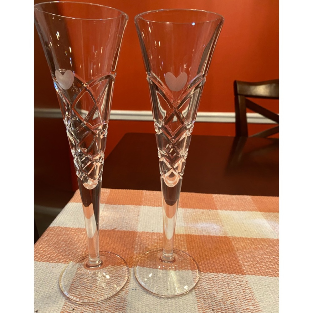 Reed & Barton Engraved Crystal Champagne Flute Set